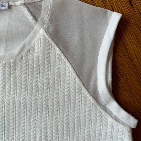 Zara cream Ivory textured sleeveless blouse w/multi fabrics wms Large - Picture 3 of 10